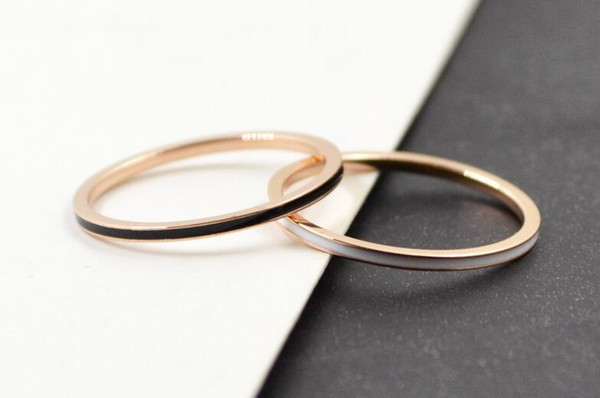 New ultra-fine version 1mm black and white Epoxy small joint ring fashion titanium steel rose gold girl ring