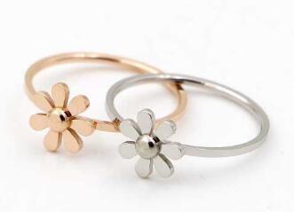 New Fashion Camellia Wedding Ring Couple Ring Daisy Rose Silver Index Finger Titanium Steel Ring