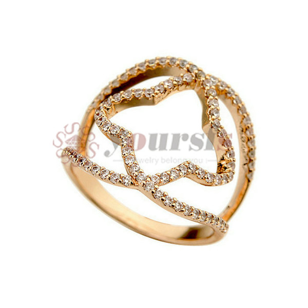 Yoursfs Fashion Rage Jewelry Unique Design Personality Four Star Finger Rings 18 K White and Rose Gold Plated Zircon Party Rings Jewelry