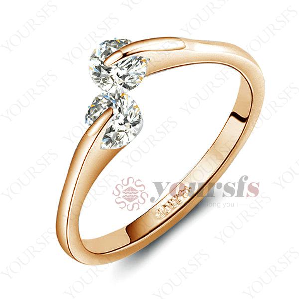 Yoursfs Charming Rhodium Plated Jewelry Unique 18K Rose Gold Planted Use White Crystal Simulation of Diamond Wedding Bands for Women Jewelry