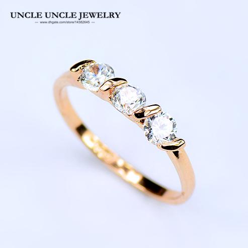 Rose Gold Color 3 Pcs Clear Zirconia Crystal Woman Finger Rings Wholesale Accessories Gifts