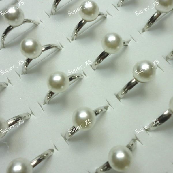 New Wholesale Jewelry Bulk Lots Fashion Pearl Silver Plated Rings For Women Jewelry LR523 Free Shipping