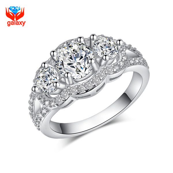 GALAXY 100% 925 Sterling Silver Wedding Rings for Women Top Quality Cubic Zircon Diamond Engagement Ring Woman Jewelry ZR091