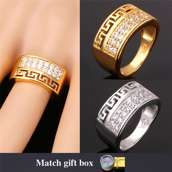 Vintage Ring for Men Jewelry Clear Cubic Zirconia Platinum/18K Gold Plated New Fashion Jewelry G Letter Rings