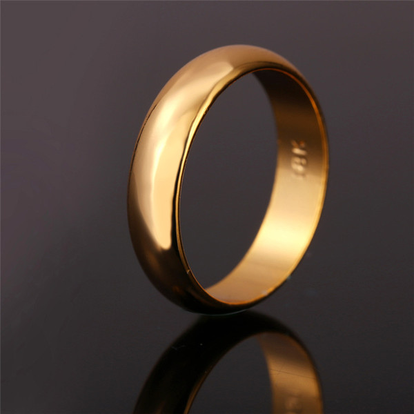 Rings With 18K Stamp Quality 18K Real Gold Plated Women/Men Jewelry Free Shipping Classic Wedding Band Rings R102