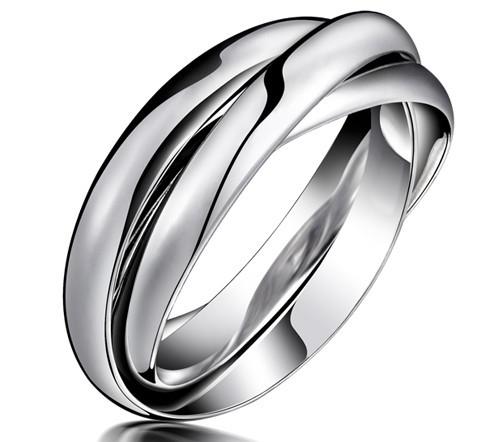 New Fashion Ladies 316L Stainless Steel Wedding Anniversary Engagement Super Polished Bright Tripple Band Rings SZ#5-9