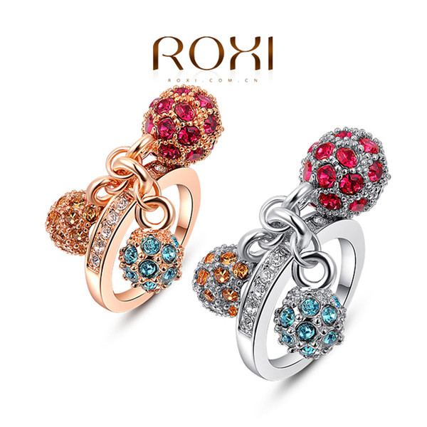 ROXI Brand Top Quality Wedding Rings For Women Rose Gold Platium Color Ring Jewelry Crystals Beads Pendant Rings Jewelry