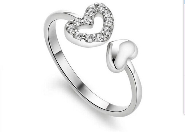 South Korea's new S925 sterling silver jewelry rings hollow double love opening ring