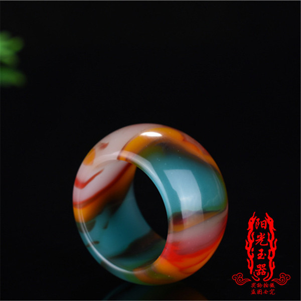 Free shipping Xinjiang Hetian Caiyu refers to the bloodstone ring jade ring jewelry jade ring