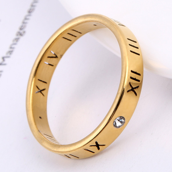 2018 Bague pour hommes roman numerals with three stone rings laser cutting gold plating hot sale