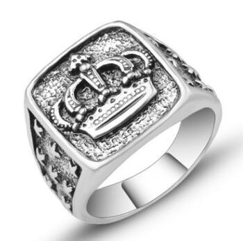 Hot sales Europe and America crown retro rings Punk rings men's rings