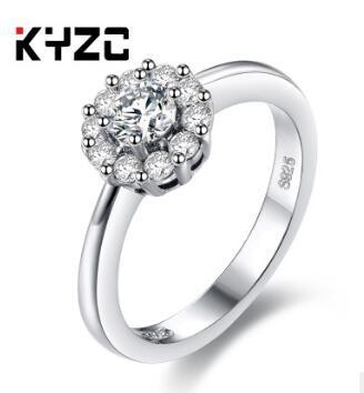 New Arrival Top quality S925 Silver Flower Ring For women Set with zircon R09