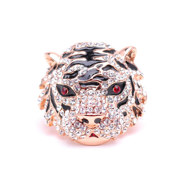 Genuine Tiger head Austrian high-grade crystal diamond ring finge Ring size 8