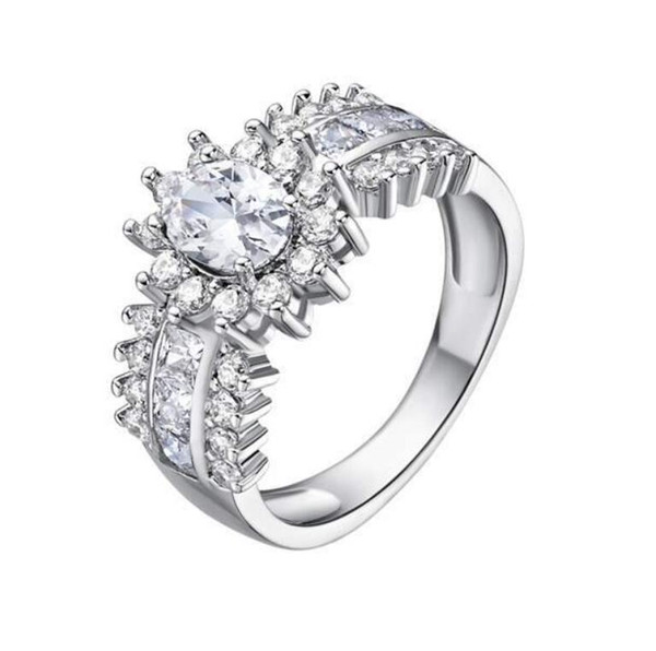 Fashion 925 Silver Diamond Ring Prong Setting Luxury Women Silver Engagement Rings Women Cubic Zirconia Diamond Rings