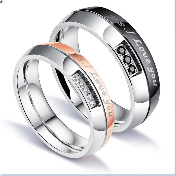 2018 New Fashion DIY Couple Jewelry rings i love you Stainless Steel Wedding Rings for Women Men size 5-10