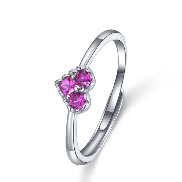 Three petals love 18k rose gold ring simple S925 silver index finger middle finger ring Valentine's Day Mother's Day personalized gift
