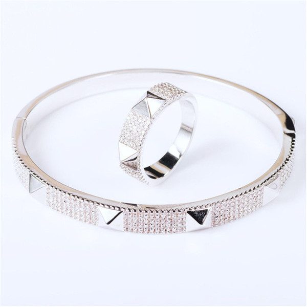 Fashion Rings Luxury Bracelets Classic Bangles Exquisite Rings New Fashion Wedding Bracelet Full CZ Diamond Bangle Lover Gift