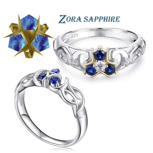 The Legend of Zelda Crystal 925 Sterling Silver Zora Zora's Sapphire Oca
8000
rina of Time Engagement Ring D1892601