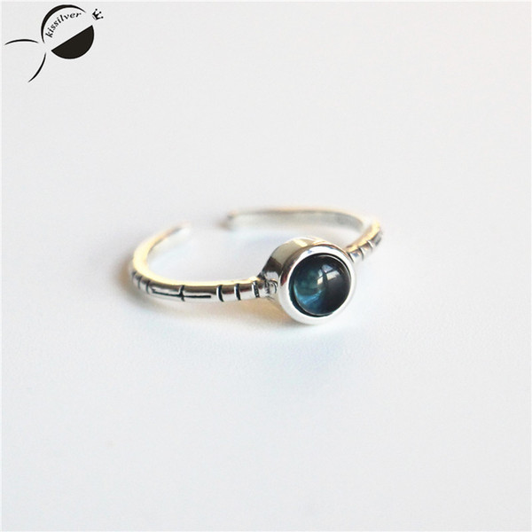 Women Vintage Rings Silver S925 Fashion Jewelry Round Blue Opal Ring Casual Party Jewelry Lover Gift Women Rings Female Silver D1892601