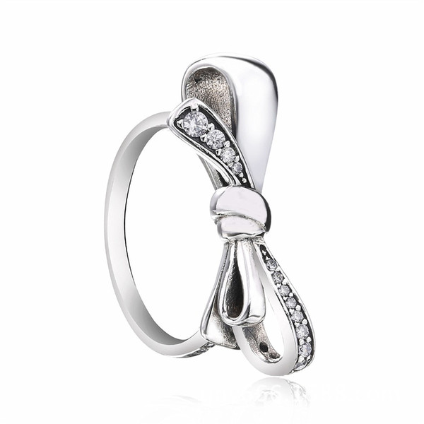 ZTUNNG PDS3R 925 Sterling Silver Finger Trendy Bowknot 4 Size Wedding Rings for Women Engagement Jewelry D1892005