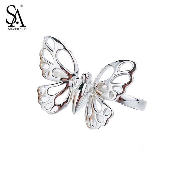 Authentic 925 Sterling Silver Butterfly Rings for Women Fine Jewelry Classic Original Design Wedding Rings D1892005