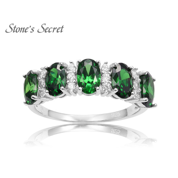 925 Sterling Silver Created Emerald Ring Green Natural Stone Fine Jewelry Party Wedding Ring for Women D1892005