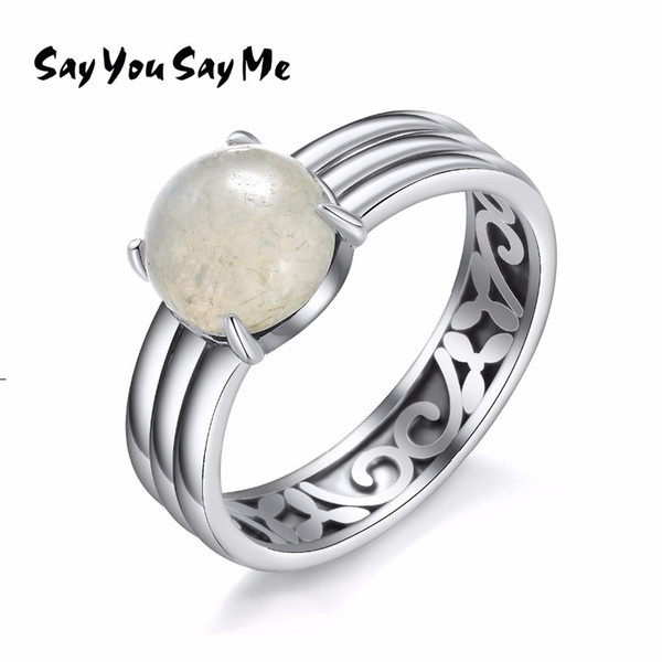 925 Sterling Silver Gray Smoke Crystal Natural Stone Ring Say You Say Me Wedding&Engagement Vintage Ring 2018 New Arrival Gift D1892601