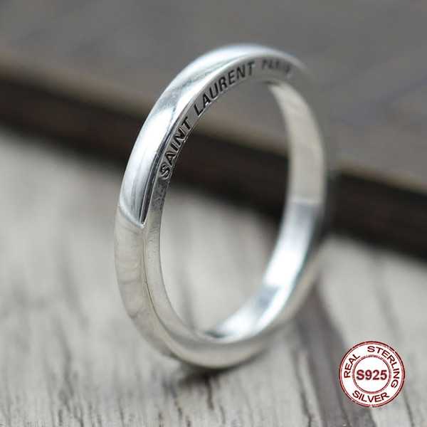 s925 sterling silver men ring Simple and elegant Retro letters Closed couple rings Classic style Send a gift to love D1892005