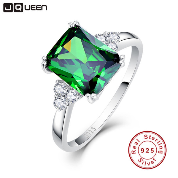 JQUEEN New Fashion 5.3ct Nano Russian Emerald Ring 925 Solid Sterling Silver Set High Quality Best Brand Jewelry For Women D1892005