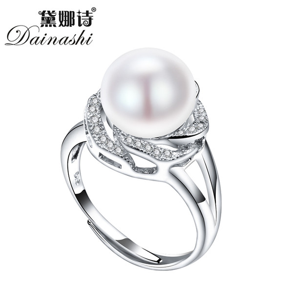 Big Discount 925 sterling silver jewelry on sale big natural pearl rings for women stone ring adjustable white/pink/purple pearl D1892601