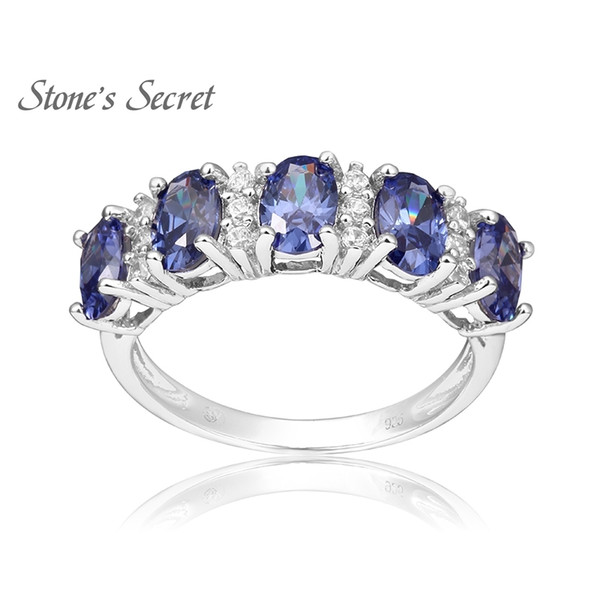 New Style 5.04g 100% 925 Sterling Silver Ring Tanzanite Simulant & AAA Cubic Zirconia Wedding Ring Fine Jewelry Christmas Gift D1892601