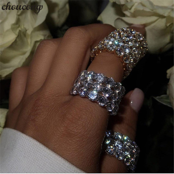 choucong Eternity Finger Ring 925 sterling Silver 4mm  Zircon Sona cz Engagement Wedding Band Rings For Women men Jewelry S18101608