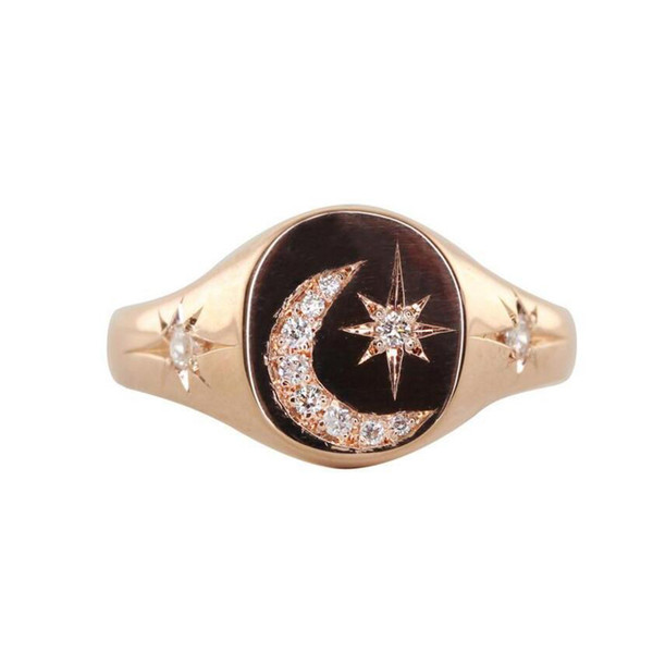 us size 6 7 8 New arrived Christmas gift Engraved moon star cz paved starburst women fashion ring jewelry classic design S18101608