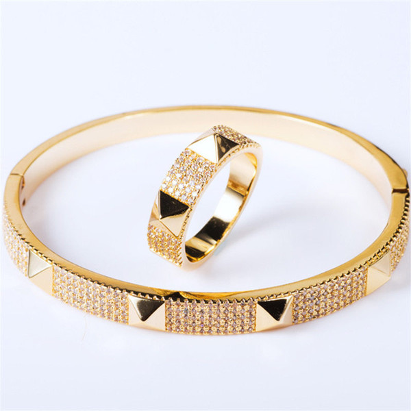 Fashion Rings Luxury Bracelets Classic Bangles Exquisite Rings New Fashion Wedding Bracelet Full CZ Diamond Bangle Lover Gift