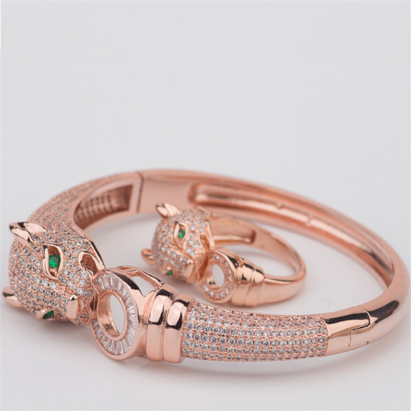 Exquisite Classic Bangles Rings Luxury Animals Design Bracelets Rings Fashion Gold Silver Rose Bracelet Rings Wedding Jewelry Lover Gift