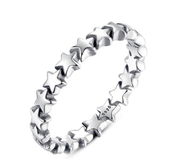 Star Trail Stackable Finger Ring For Women Wedding 925 Sterling Silver Jewelry HOT SELL