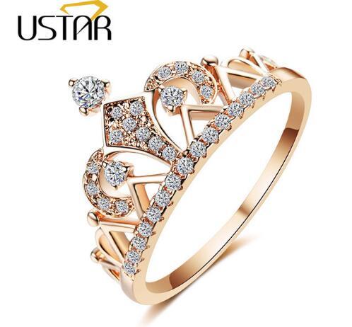 Princess Crown Rings for women AAA cubic zirconia micro pave setting engagement wedding rings female Anel accessories