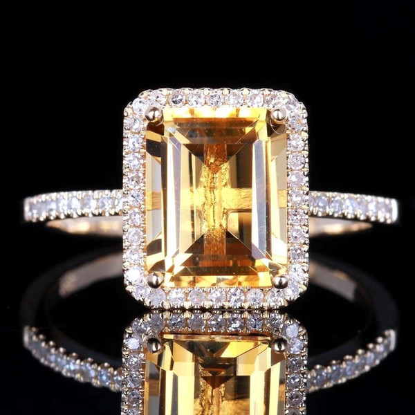 Wholesale Fashion 925 Sterling Silver Wedding Jewelry Citrine Genuine Gemstone Promise Ring size 6 7 8 9 10