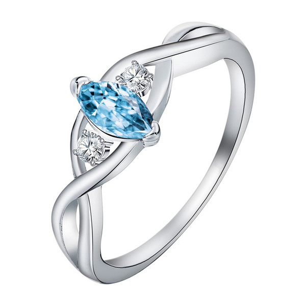 Women Fashion 925 Sterling Silver light blue Gemstone Couple Engagement Wedding Ring size 6 7 8 9 10