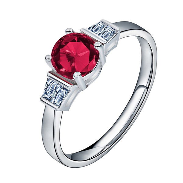 Wholesale Women Fashion 925 Sterling Silver red Gemstone Wedding Engagement Ring size 6 7 8 9 10