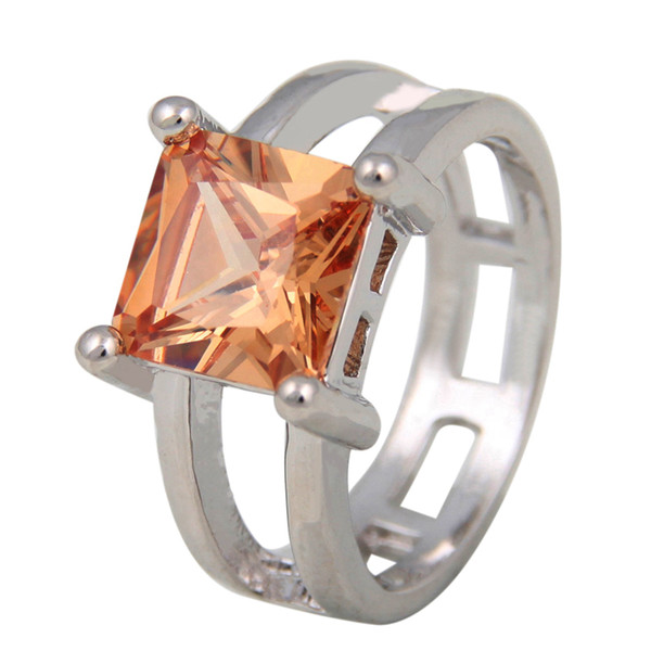 Fashion Jewelry Square cut topaz gemstone 925 sterling silver Women Wedding Gift ring size 7 8 9