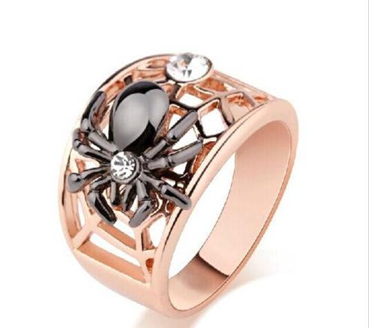 Size6/7/8/9 NEW Brand Hot Fashion Spider Design Swarovski Crystal 18K Rose Gold filled GF Wedding Ring FOR LOVE GIFT