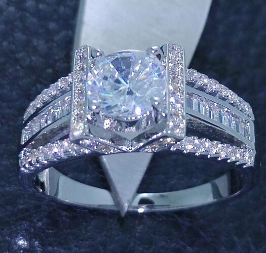 NEW 100% Brand free shipping Fine Jewelry 925 sterling silver white topaz Gem Women wedding lovers Ring size5/6/7/8/9