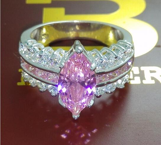 Size 6/7/8/9 Fashion jewelry High quality 925 sterling silver PINK sapphire Gem Women Wedding Ring gift