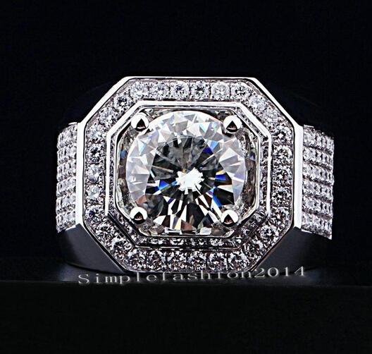 Wholesale - Size8/9/10/11/12/13 Wholesale professional Free shipping Brand Jewelry 10kt white gold filled Topaz Simulated Diamond Men Weddin