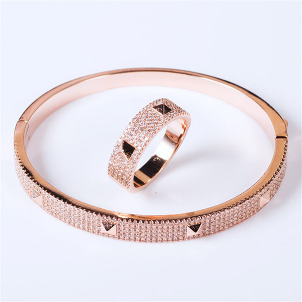 Fashion Rings Luxury Bracelets Classic Bangles Exquisite Rings New Fashion Wedding Bracelet Full CZ Diamond Bangle Lover Gift