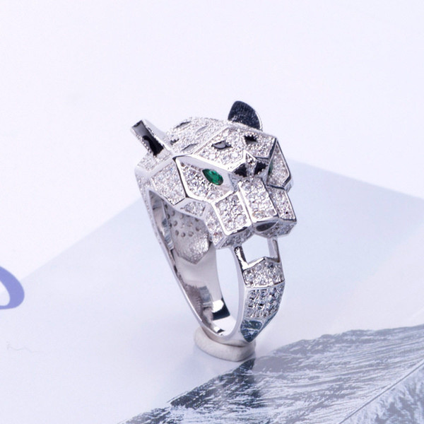 Newest Fashion Luxury Rings Green Eyes Full CZ Diamond Animals Ring Mens Womens Gold Silver Rose Wedding Rings Fine Jewelry Lovers Gifts