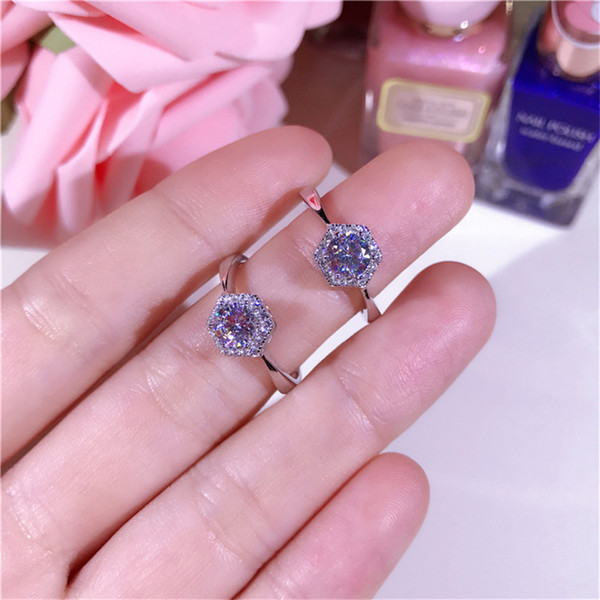 Fashion Korean Style Women Adjustable Diamond Ring Real 925 Sterling Silver Wedding Engagement Ring 5A CZ Gemstone Ring Jewelry