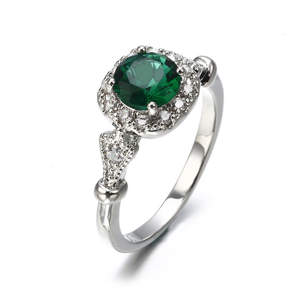 Brand New Fashion Women Engagement Ring 925 Silver Wedding Emerald Ring Luxury Green Diamond Rings Jewelry Drop Shipping