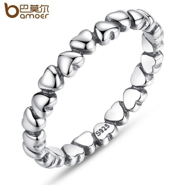 Genuine S925 Sterling Silver Forever Love Heart Finger Ring Fit Pandora Style Wedding Rings For Women Valentine's Day Gift Fashion Jewelry